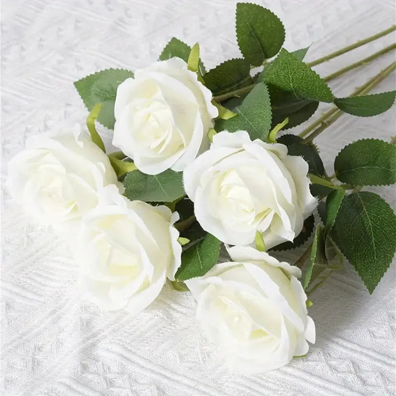 lifelike silk blue rose artificial flowers for weddings, home, anniversary, birthday, party decor - 3/5pcs pack