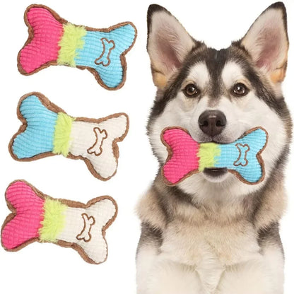 Squeaky Plush Bone Chew Toy for Puppies & Small Dogs – Soft Fleece, Lightweight, Safe for Teething, Indoor Outdoor Fun, Interactive & Gift-Ready Entertainment