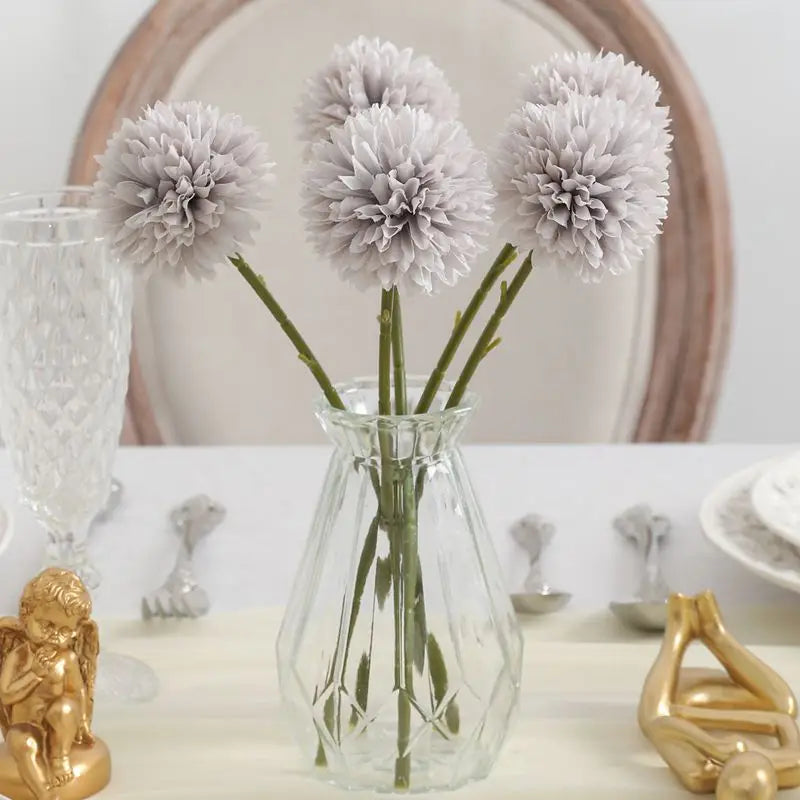 artificial dandelion & hydrangea flower bouquet 5pcs non-woven fabrics for home vase decor, garden, party, wedding centrepiece, bridal, christmas ornament
