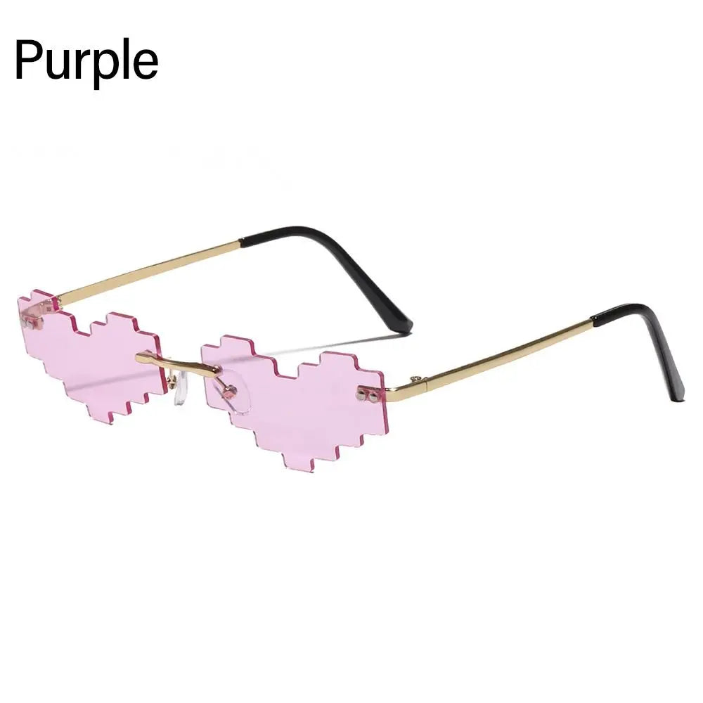 novel mosaic heart sunglasses funny pixelated mosaic glasses retro gamer robot eyeglasses cosplay party glasses for men women - uv protection stylish retro eyewear