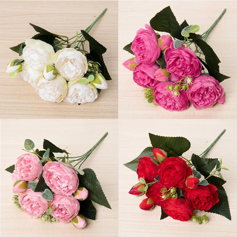 silk peony rose artificial flower bouquet for wedding, home decor, bridal props, indoor events, gift arrangement, photography backdrop, versatile floral accent