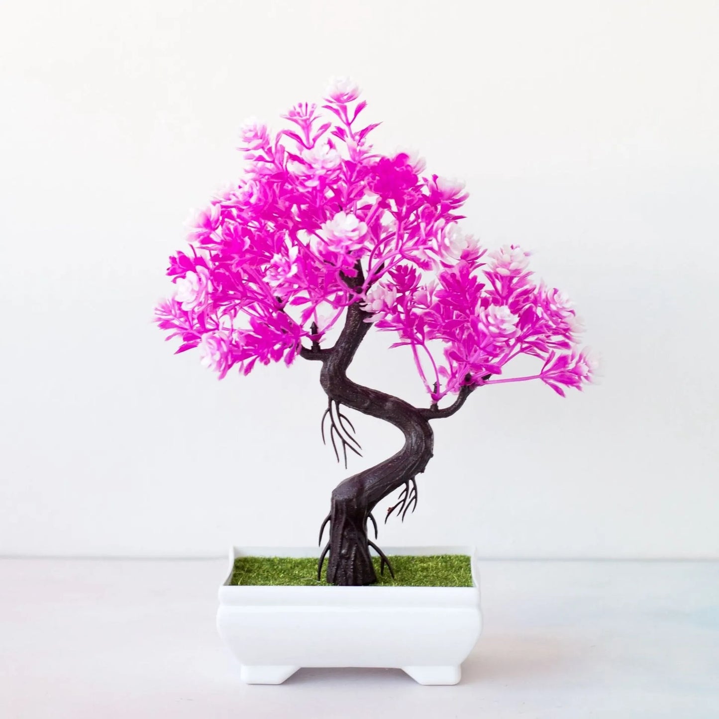 artificial bonsai tree decoration - realistic plastic plant with pot for home, office, indoor and outdoor anniversary or exhibition display - elegant tabletop ornament