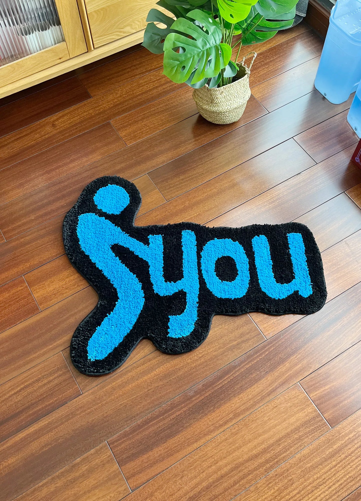 blue you irregular tufting rug bedroom mat geometric living room carpet floor tidy foot pad bedside doormat aesthetic home decor for stylish interiors