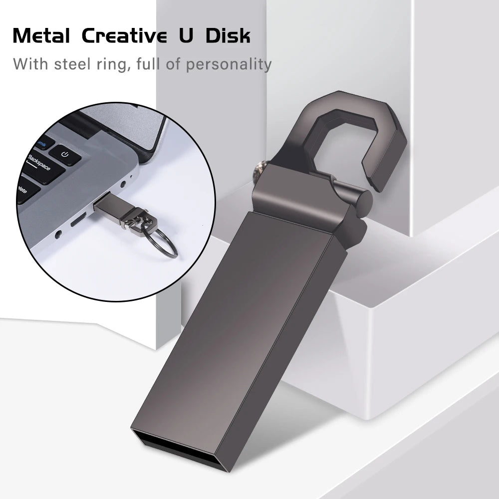 usb 2.0 flash drive 64gb metal mini carabiner, waterproof high speed memory stick for business and photography, available in gray, silver, gold - 32gb, 16gb options