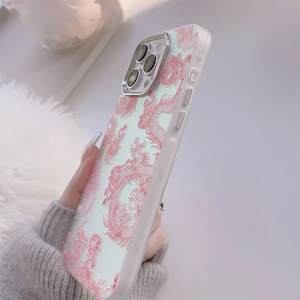 cute 3d cartoon pink dragon shockproof phone case for iphone 14/15/16 plus, pro, max - non-slip tpu cover