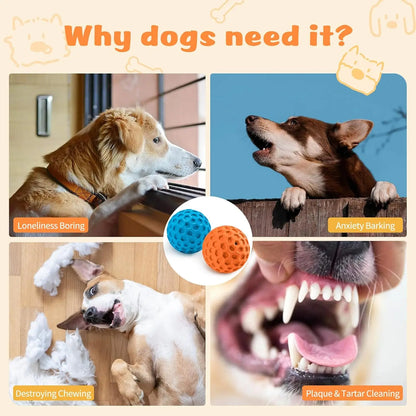 Durable Dog Ball Set, Non-Toxic Rubber Chew Toys for Aggressive Chewers, Teething Puppies, Fetch, Interactive Play, Easy-to-Clean Pet Balls for Active Playtime
