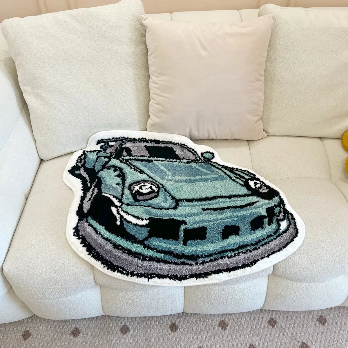green enthusiast racing car flocking rug soft bedroom mat anti slip living room carpet aesthetic door floor pad