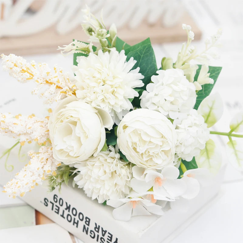 silk peony bouquet artificial flowers for weddings, home, garden decoration, floral arrangements, valentine's, birthday or anniversary gifts, 30cm long - 6 colours available