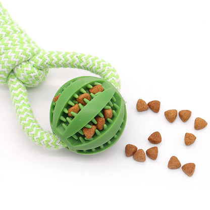 Interactive Dog Rope & Ball Toy | Durable Chew & Tug for Exercise | Bite Resistant Rubber for Small to Large Dogs | Promotes Dental Health & Mental Stimulation