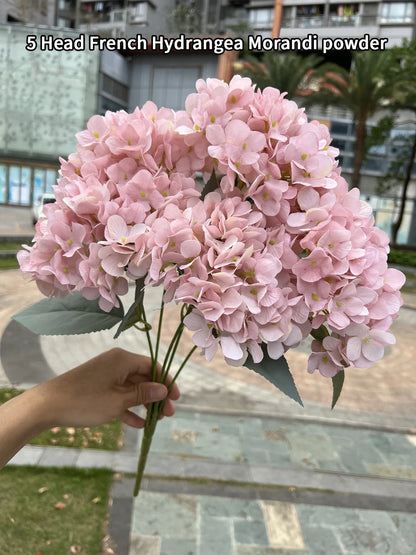 Silk Hydrangea Bouquet Artificial Flowers for Wedding, Home Decor, DIY Floral Arrangement, Bridal Baby Shower, Indoor Party Decoration, Large Size