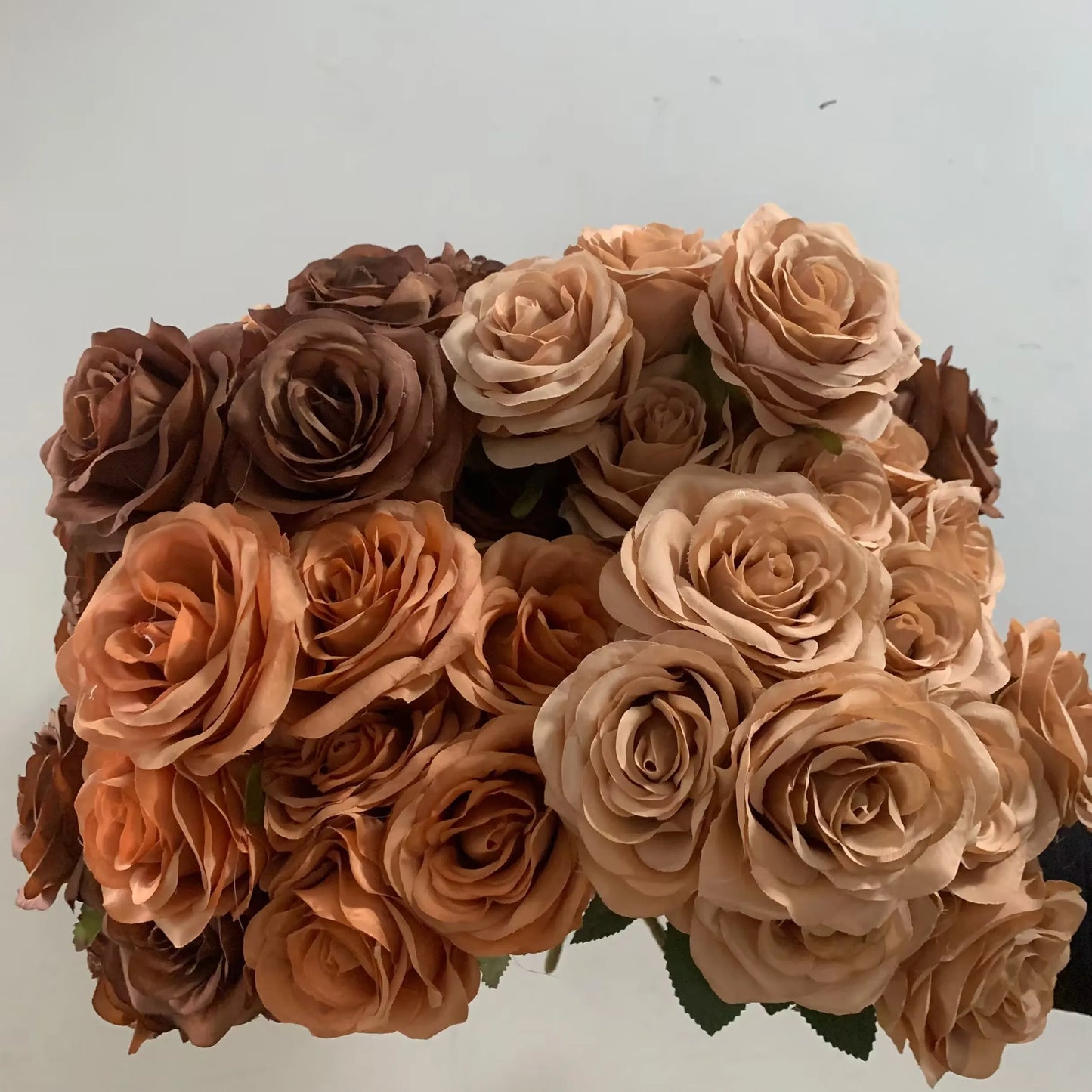 artificial roses bouquet, silk flowers for home decor, wedding, anniversaries, coffee brown, indoor events, elegant floral arrangement, perfect gift for special occasions