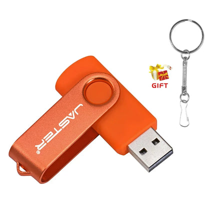 128GB Waterproof USB Flash Drive with Free Key Chain, 64GB Rotatable Memory Stick, Portable and Shatterproof USB 2.0 Thumb Drive for Laptop and Business Gifts