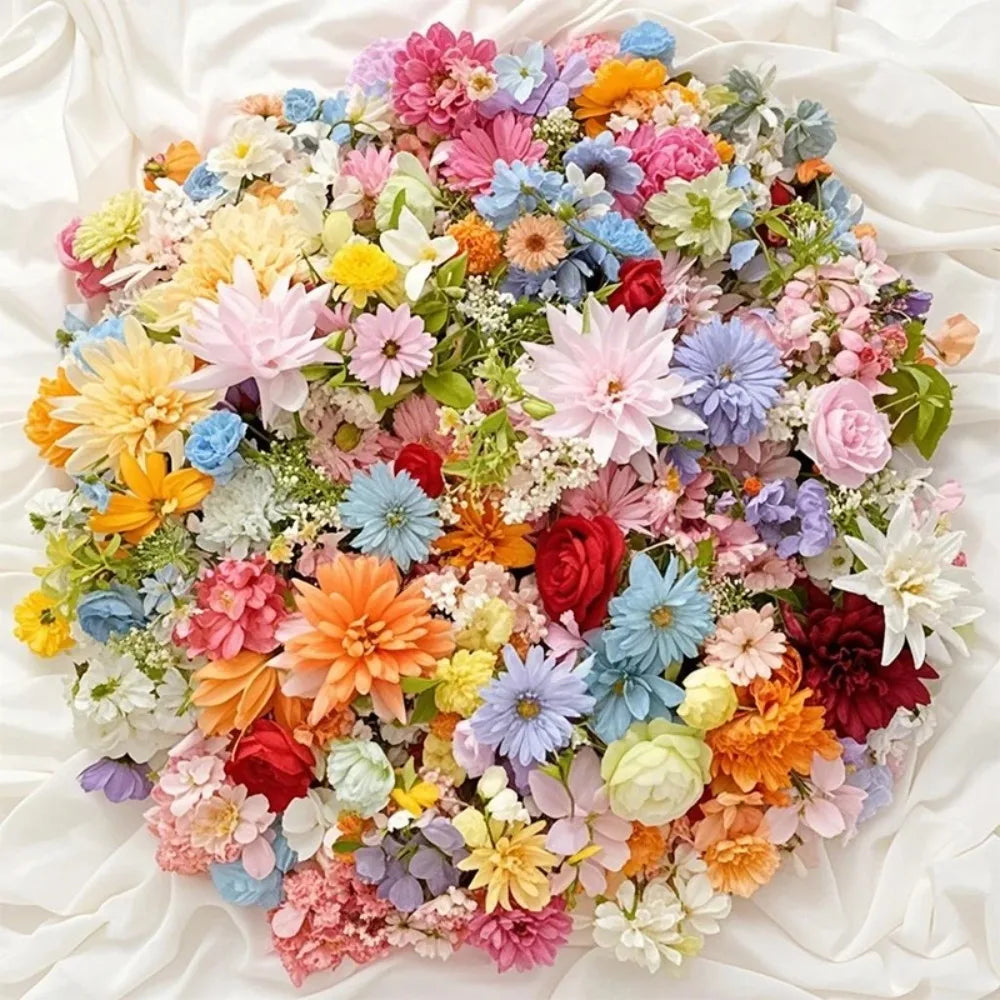 assorted silk artificial flower heads for home decoration, diy crafts, wedding anniversary, baby shower, indoor use - 20/52 pieces