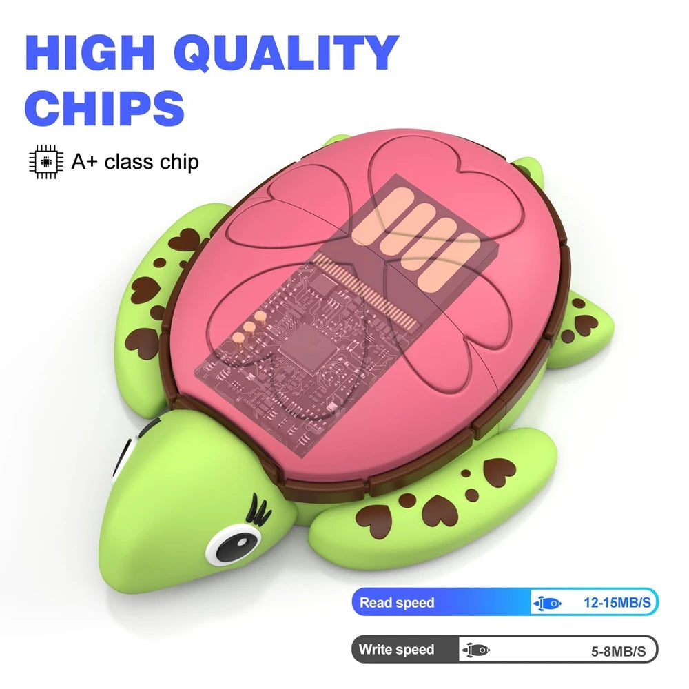 cartoon sea turtle usb flash drive 256gb 128gb 64gb memory stick for kids and novelty collectors - fun animal shaped pen drive for data storage, gift idea