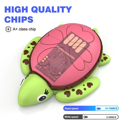 Cartoon Sea Turtle USB Flash Drive 256GB 128GB 64GB Memory Stick for Kids and Novelty Collectors - Fun Animal Shaped Pen Drive for Data Storage, Gift Idea