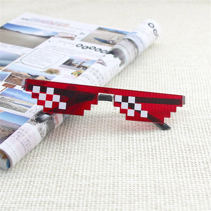 Lovatfirs Thug Life Sunglasses 8 Pack Pixelated Mosaic Party Glasses in Black Red Pink Yellow Blue - Fun Fashion Eyewear for Women and Men