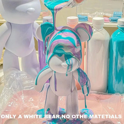 B0BR4ZKZCV DIY Fluid Bear Sculpture Handmade Bearbrick Doll Ornaments Violent Bear Graffiti Painting Parent-child Toy Gift Home Decoration