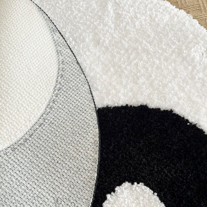 Black and White Tufting Rug Bedroom Mat Geometric Living Room Carpet Floor Tidy Foot Pad Bedside Doormat Aesthetic Home Decor for Stylish Home Decor