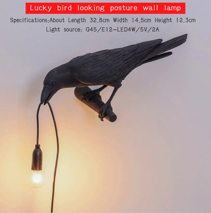 B094VP69R2 Resin Lucky Bird Crow Wall Lamp Table Lamp Night Light Bedroom Bedside Living Room Wall Lamp Home Decoration