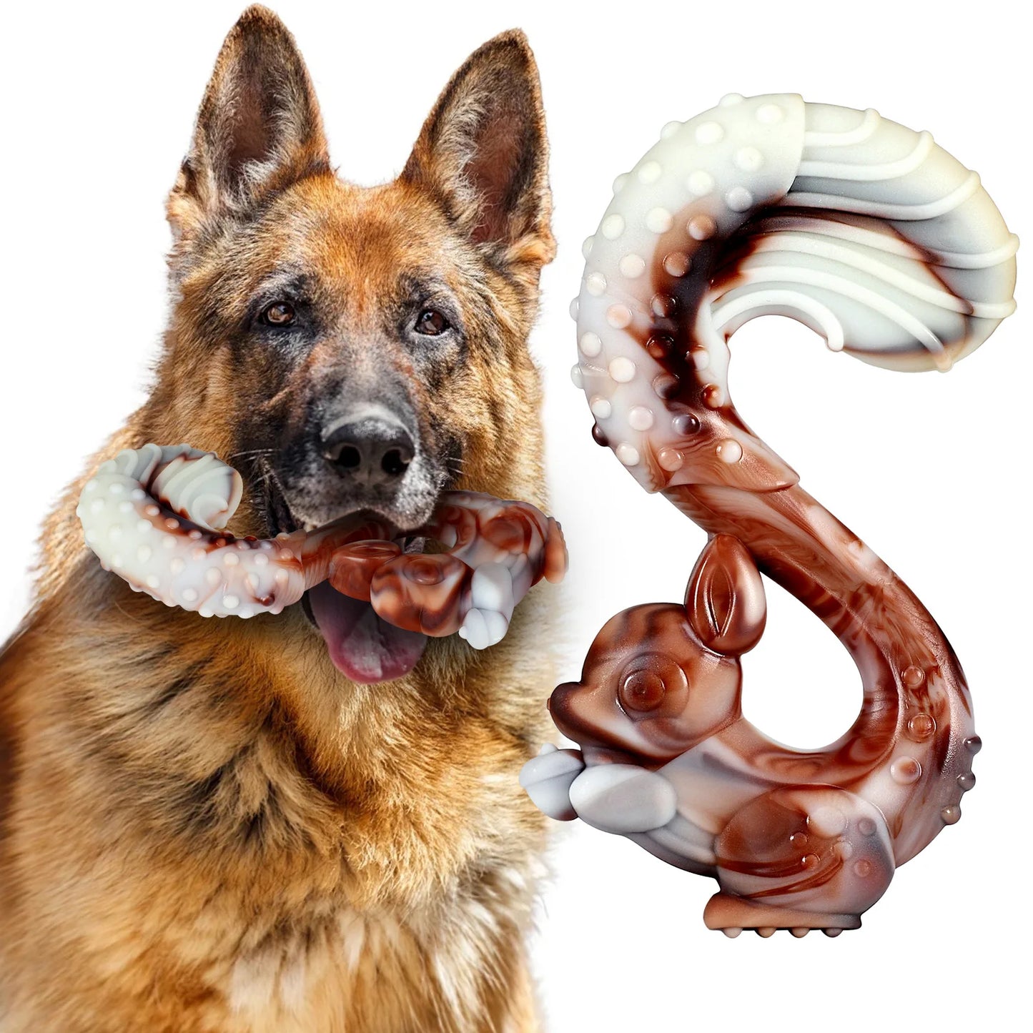 durable nylon dog chew toys for strong chewers, beef flavoured, long-lasting fun, assorted shapes including squirrels, antlers, rabbits, crabs, for medium to large dogs