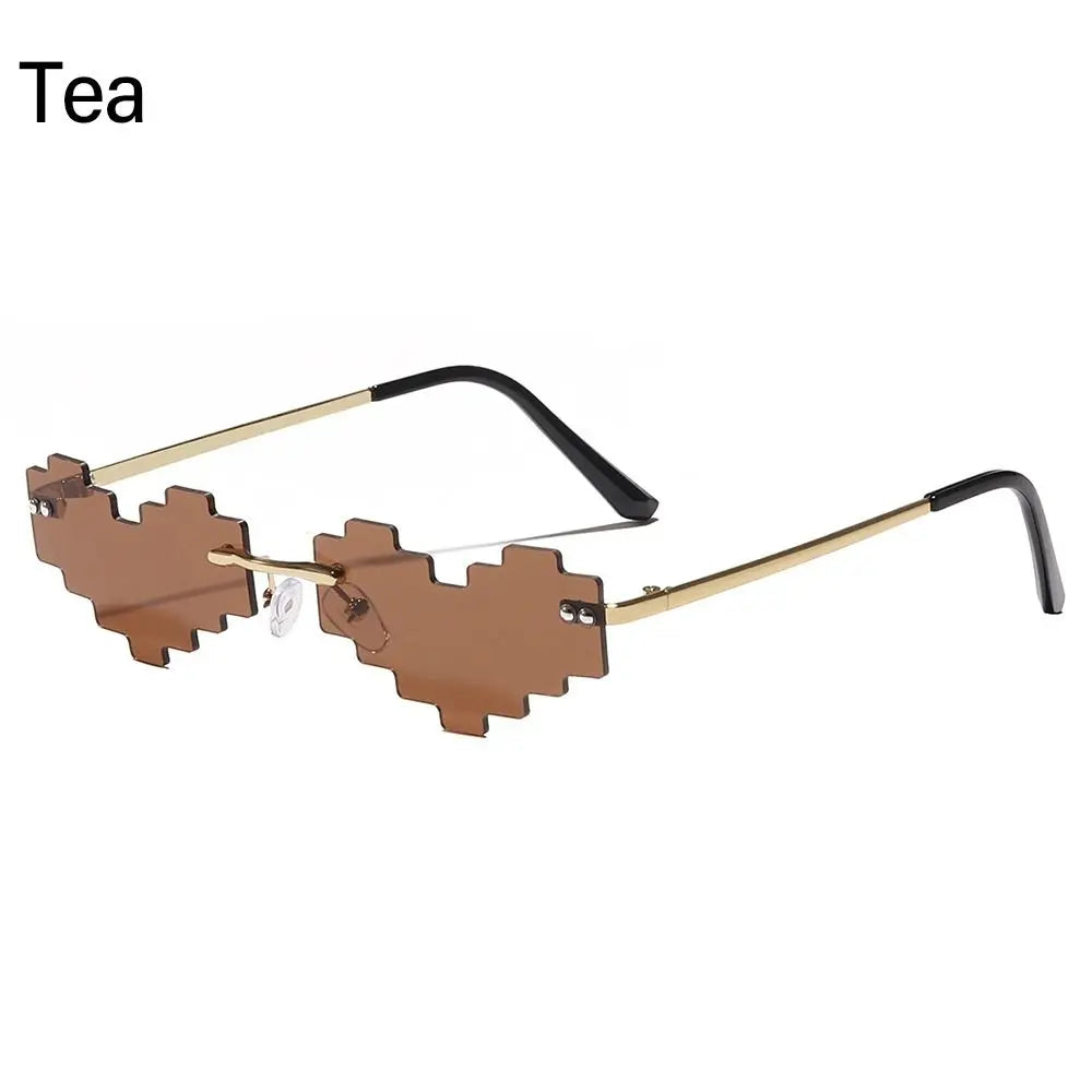 novel mosaic heart sunglasses funny pixelated mosaic glasses retro gamer robot eyeglasses cosplay party glasses for men women - uv protection stylish retro eyewear