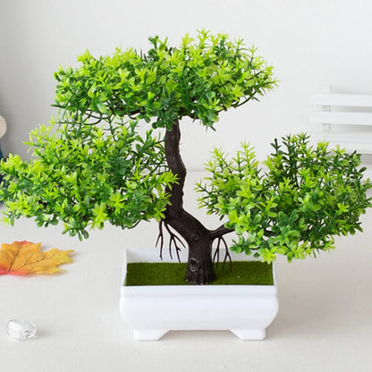 Artificial Bonsai Tree Decor, Small Plastic Potted Plant for Home and Office, Fake Plant Desktop Ornament, Ideal for Bridal Showers, Gardens, and Outdoor Exhibits