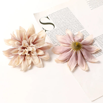Artificial Silk Dahlia Flower Heads 5-Pack - Home, Wedding, Party Decoration, Indoor Faux Floral Accessories for Anniversaries, Birthdays, Bridal Showers