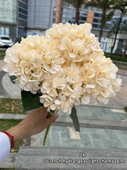 Silk Hydrangea Bouquet Artificial Flowers for Wedding, Home Decor, DIY Floral Arrangement, Bridal Baby Shower, Indoor Party Decoration, Large Size