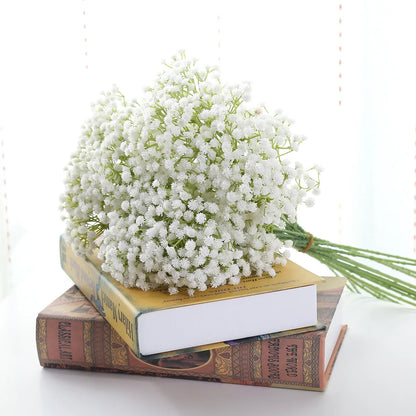 Artificial Baby's Breath Flowers 50pcs Real Touch Gypsophila Bouquet for Wedding Decoration, Home Decor, Bridal Shower, Party Celebrations, Indoor Faux Floral Accents