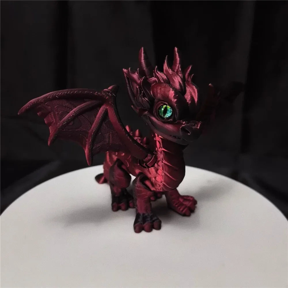 high quality 3d printed small flying dragon movable figure for desk decor