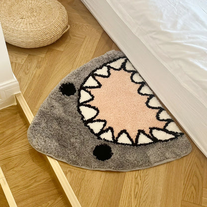 Cool Grey Shark Cute Tufted Rug Flocked Soft Non-Slip Handmade Carpet for Home Decoration Simple Housewarming Gift Idea Cartoon Style Room Mat