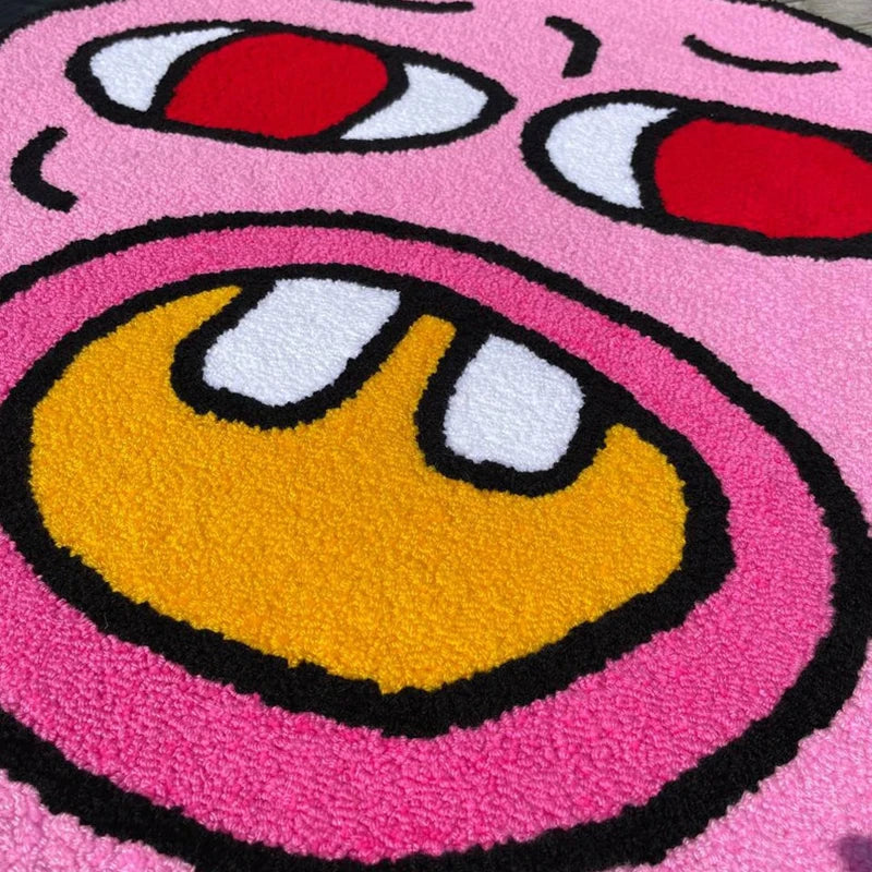 cherry bomb anti-slip imitation cashmere rugs plush home door mat smiley pattern printing custom living room decor