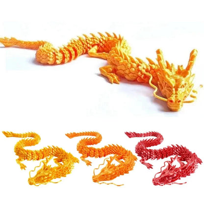 3D Printed Luminous Chinese Loong Flexible Dragon Figurine Home Decoration Gifts