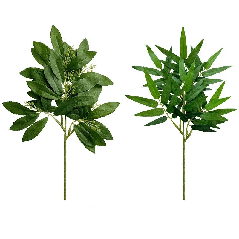 artificial eucalyptus leaf branch, plastic decorative plant for bridal shower, desktop or outdoor use, cloth texture, perfect for exhibitions and home decor