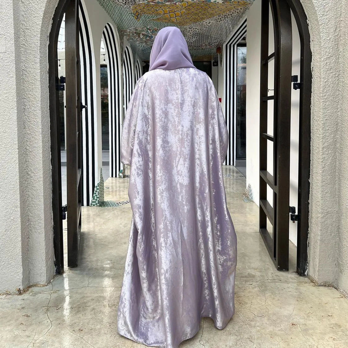 shiny satin batwing abaya caftan femme open abayas luxury kaftan for women dubai turkey kebaya outfit robe clothing musulmane - elegant and stylish fashion