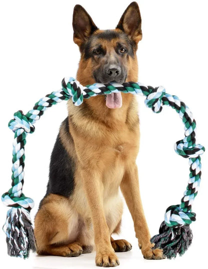 Extra Large 42-Inch Dog Rope Toy, 6 Knots, Durable Linen, Ideal for Aggressive Chewers, Interactive Tug and Fetch, Safe and Strong for Puppies to Adult Dogs