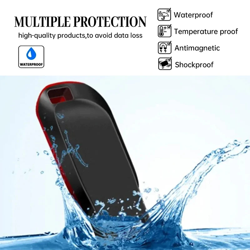 waterproof usb 2.0 flash drive memory stick - 8gb to 128gb storage for laptops, pcs, cars, tvs - black with red edges - ideal for weddings, business, photography studio gifts