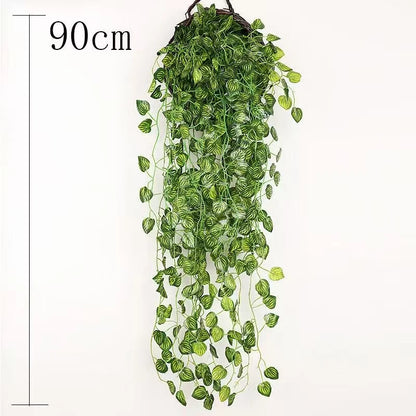 Artificial Green Ivy Leaf Garland 2.1M, Silk Rattan Hanging Vine for Wall Decor, Home and Garden Decoration, Wedding Party, Outdoor Exhibition, DIY Fake Wreath Leaves