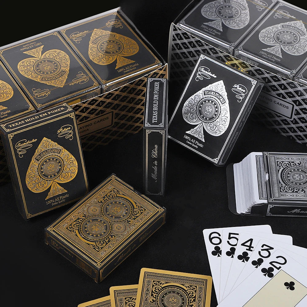 1pcs silver gold foil border playing cards washable pvc poker game 63x88mm - durable stylish deck for all card games, easy to clean, perfect for game night and parties