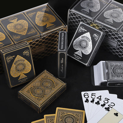 1PCS Silver Gold Foil Border Playing Cards Washable PVC Poker Game 63x88mm - Durable Stylish Deck for All Card Games, Easy to Clean, Perfect for Game Night and Parties