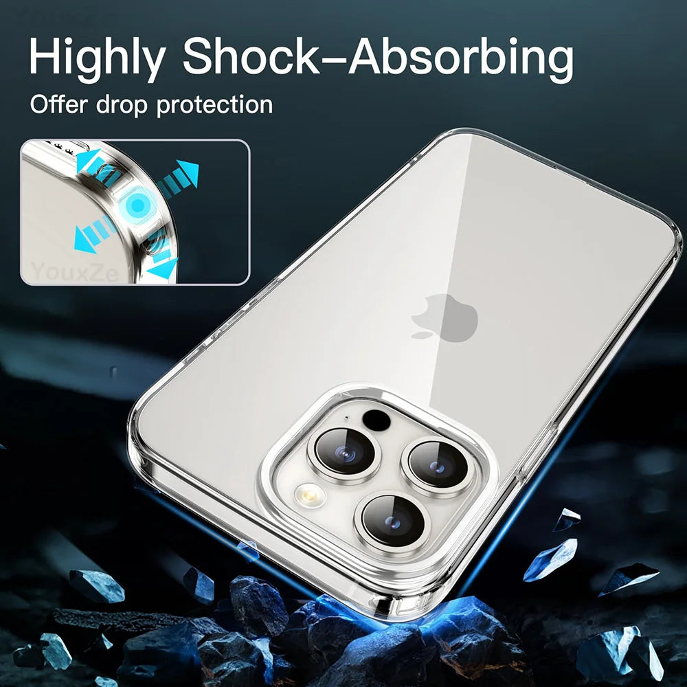 ultra slim transparent silicone case for iphone 14/15/16 plus, pro, max - soft tpu, anti-fingerprint, dustproof