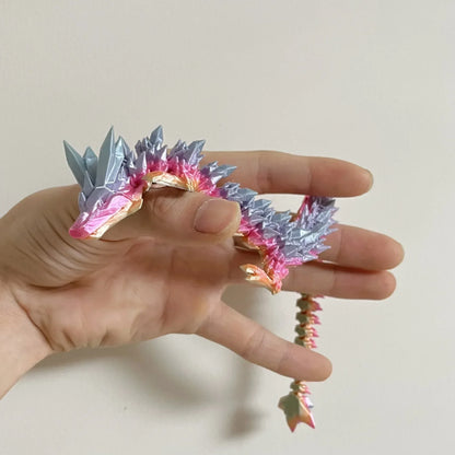 3D Printed Antistress Dragon Fidget Toy Rotatable Articulated 30cm Colors