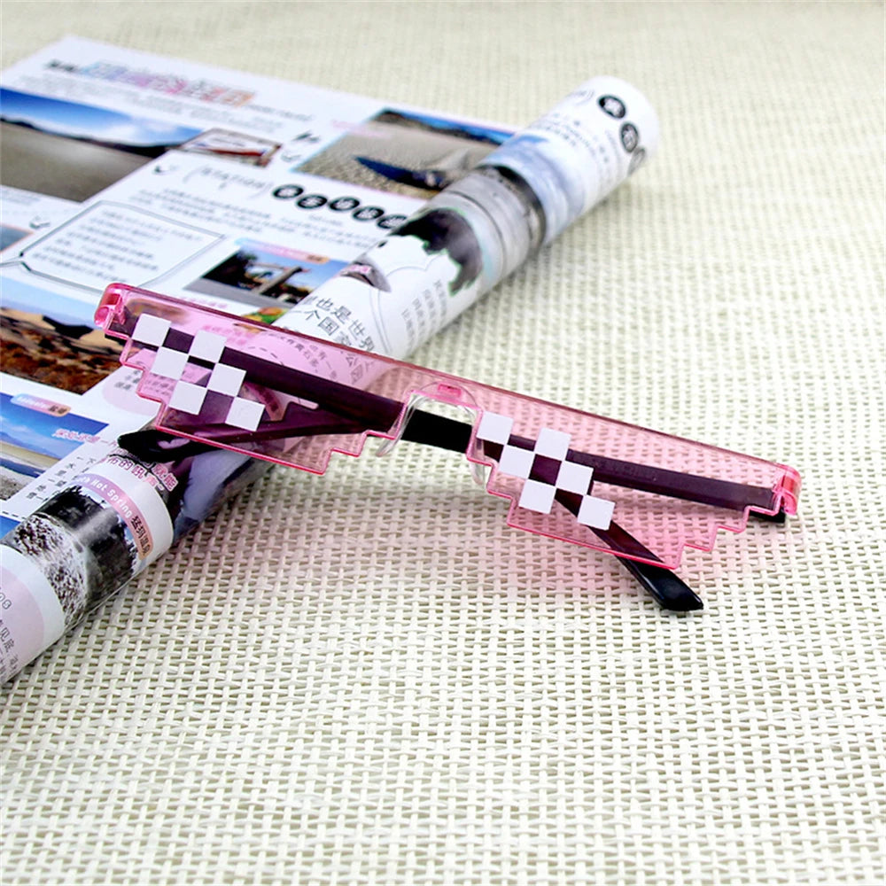 lovatfirs thug life sunglasses 8 pack pixelated mosaic party glasses in black red pink yellow blue - fun fashion eyewear for women and men