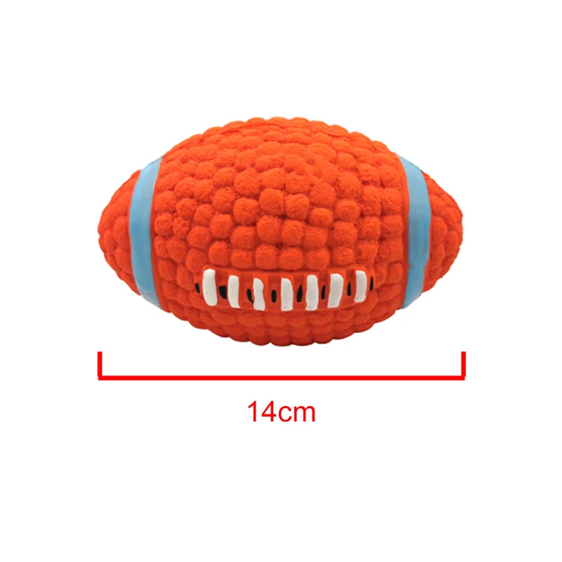soft latex pet ball toy for dogs, squeaky rugby tennis volleyball football basketball, teeth cleaning, training & play for small to large breeds