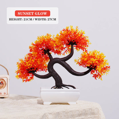 Artificial Bonsai Tree with Pot, Small Fake Plant for Table Decor, Plastic Potted Ornament for Home Office Hotel Garden Decoration, Outdoor Use