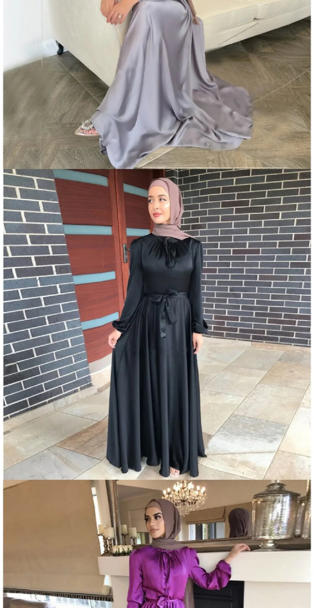 muslim women abaya luxury dubai dresses long satin robe arabic evening dress for women, stylish turkey fashion gown, perfect for all seasons
