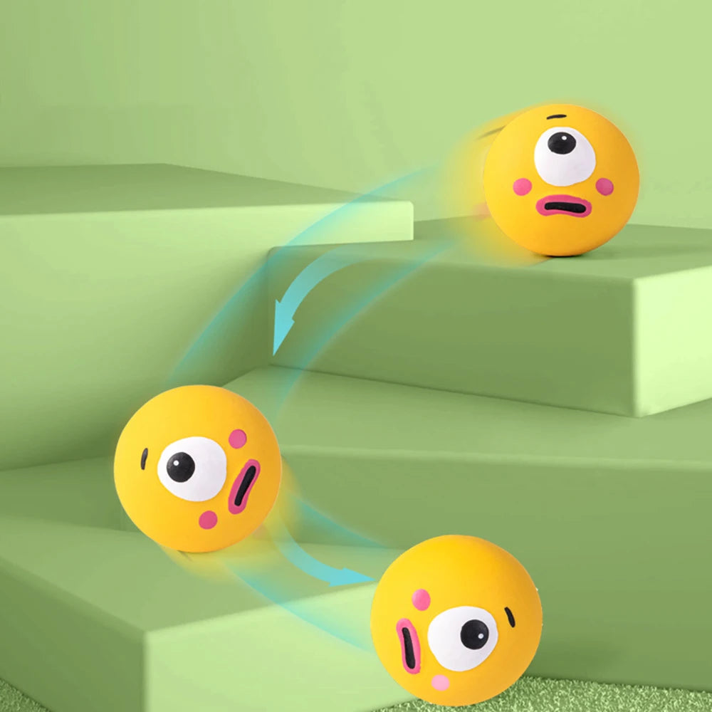 latex interactive dog ball toy with large eyeball design, durable rubber chew and squeak, safe play for puppies and small dogs, pet entertainment supplies