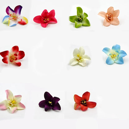 Artificial Orchid Flower Heads 7.5cm, Silk Decoration for Home Wedding, DIY Craft, 10/20/30PCS Assorted Colours, Gift Scrapbooking Decorative Floral Design