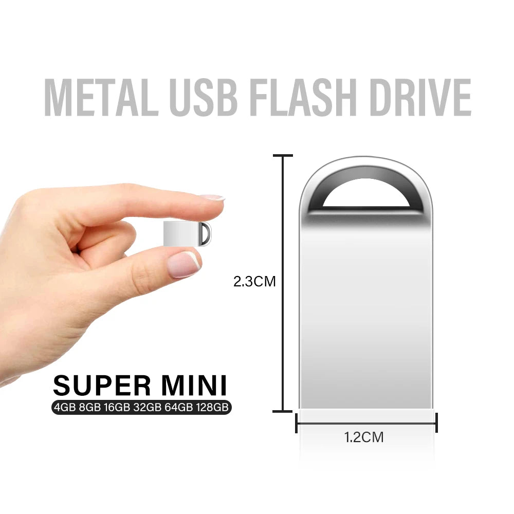 mini metal usb flash drive 64gb 32gb waterproof high-speed stick for business, photography, and wedding gifts - usb 2.0 u disk in black and silver