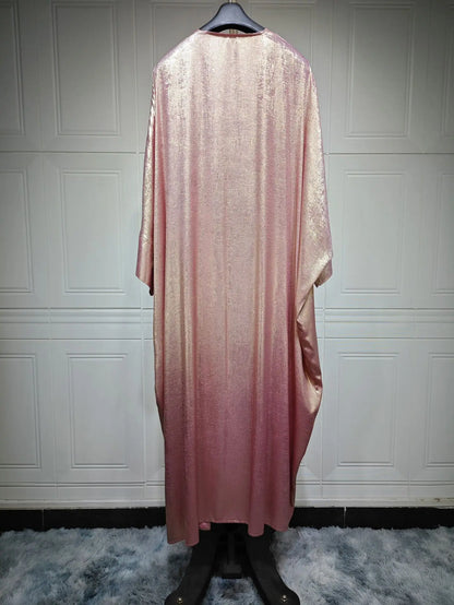 Shiny Satin Batwing Abaya Caftan Open Abayas Luxury Kaftan Robe for Women - Elegant Lightweight Kaftan with Batwing Sleeves for Casual and Formal Occasions